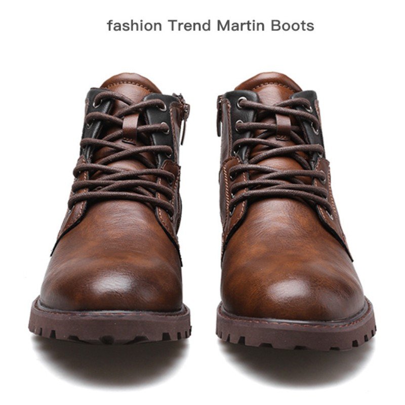 Dropshipping Custom Logo Casual Fashion Platform Chelsea Boots Vintage Brown Leather Chukka Boots for Men