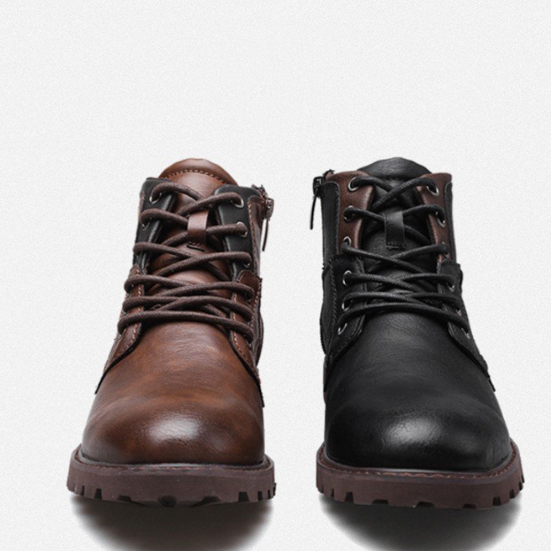 Dropshipping Custom Logo Casual Fashion Platform Chelsea Boots Vintage Brown Leather Chukka Boots for Men