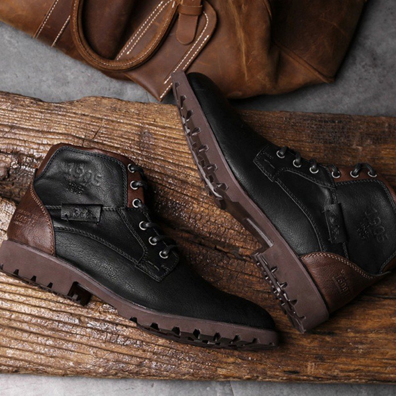 Dropshipping Custom Logo Casual Fashion Platform Chelsea Boots Vintage Brown Leather Chukka Boots for Men