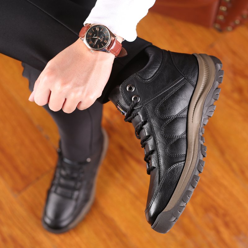 New Design Walking shoes Leather winter boots lace up For Men Ankle Boots Made In China