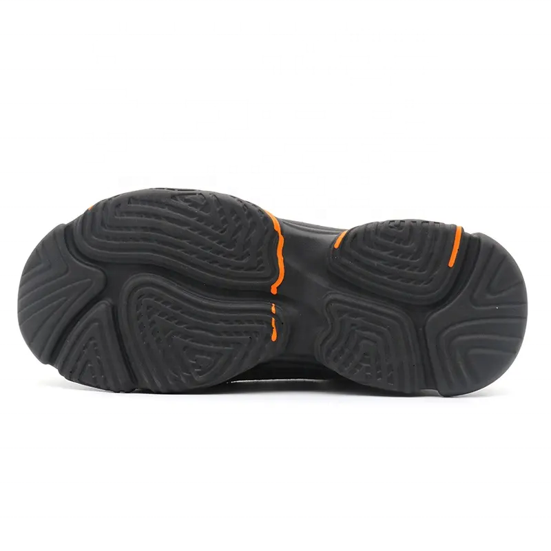 Black slip resistant PU sole puncture proof lightweight sneaker safety shoes men women steel toe work boots