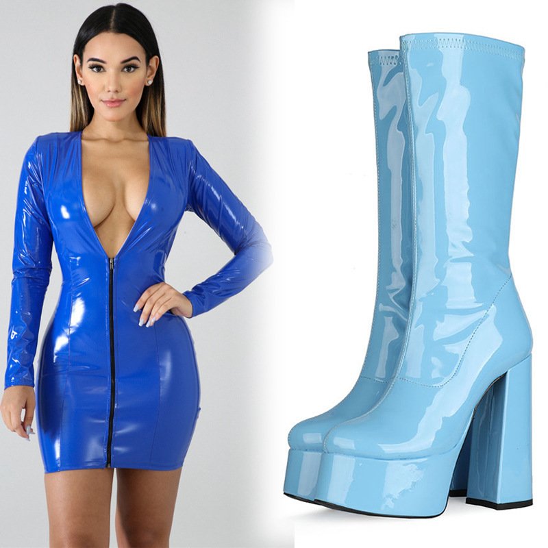 Available Winter New Customized Design Size 43 Round Toe Flat Heel Nude Boots Shoes Long Over Knee High Women Boots