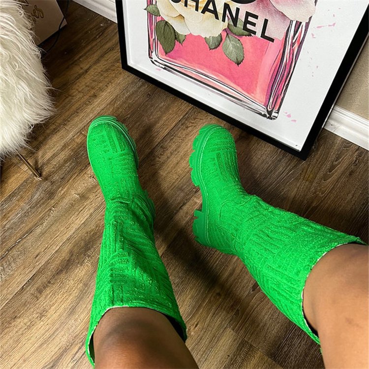 New Toweling Ladies Knee High Boots Fashion Round Toe Platform Women's Boots Party Sexy Shoes Woman