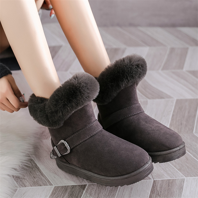 Snow Boots Ladies Fur One Winter Short Tube Velvet Thickened A Stirrup Rabbit Cotton Boots