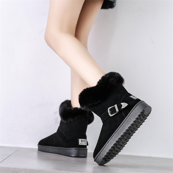 Snow Boots Ladies Fur One Winter Short Tube Velvet Thickened A Stirrup Rabbit Cotton Boots