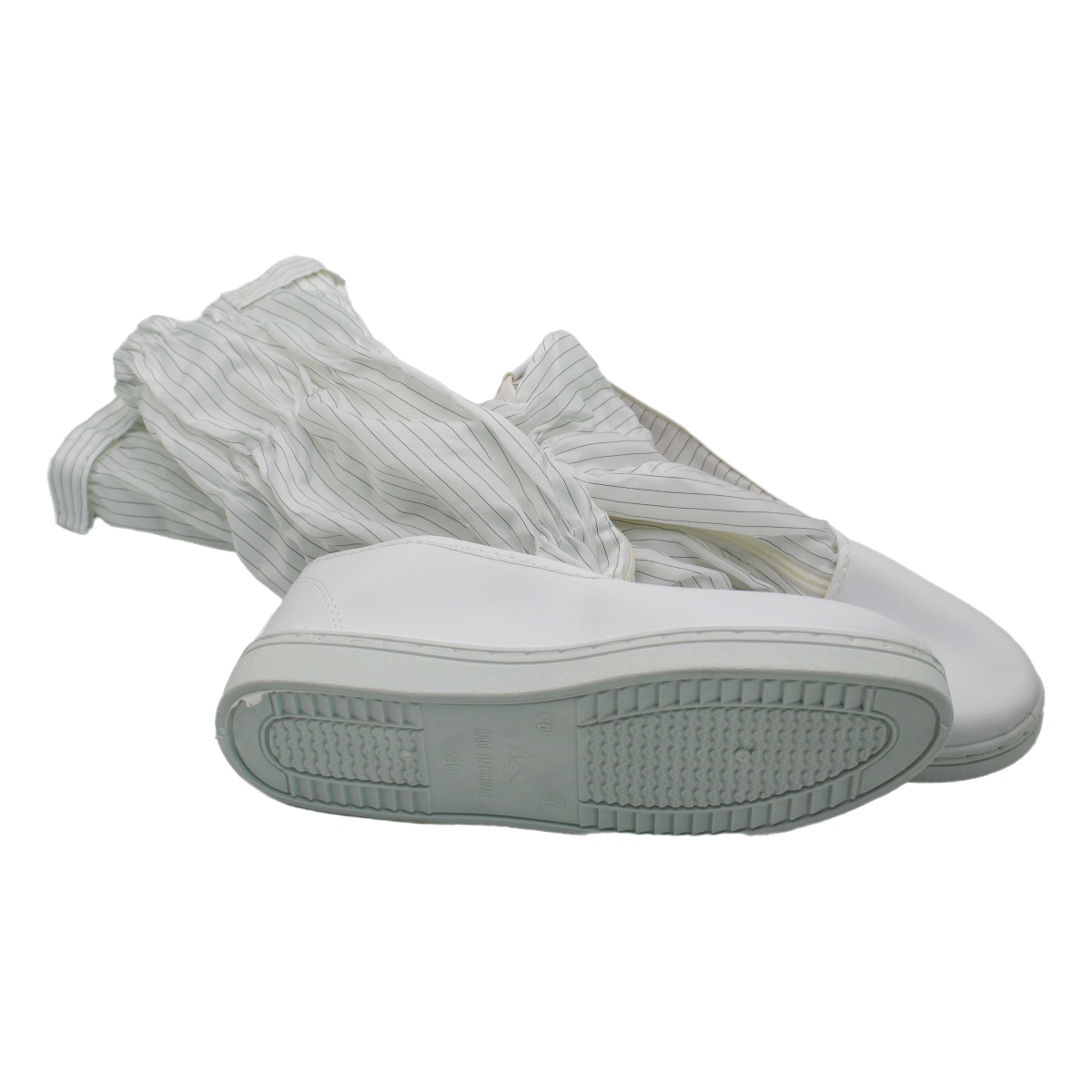 White Reusable Antistatic ESD Leather Cleanroom Boots - Washable Durable Shoes for Industrial Use