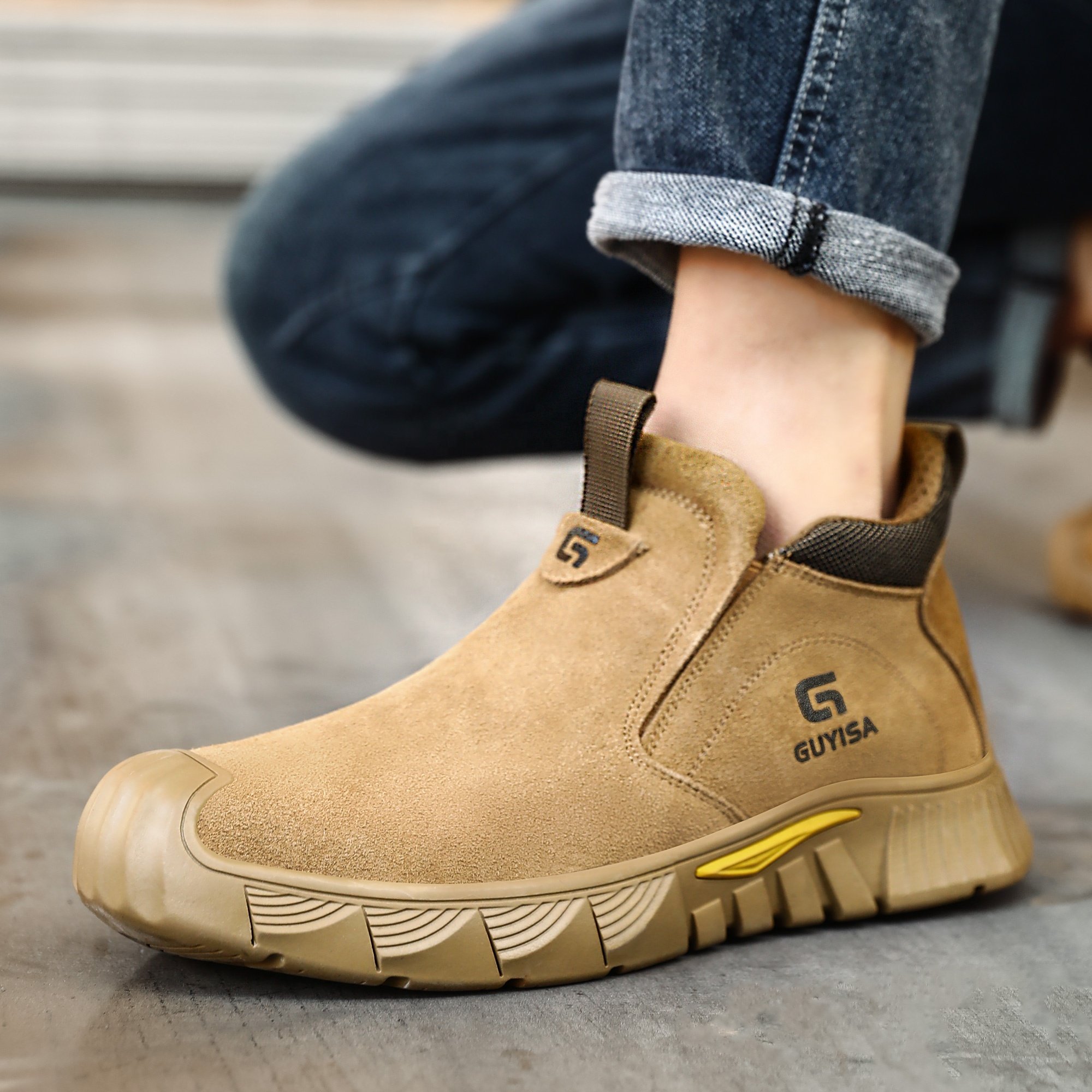 GUYISA Anti -scalding safety boots welded steel toe safety work boots
