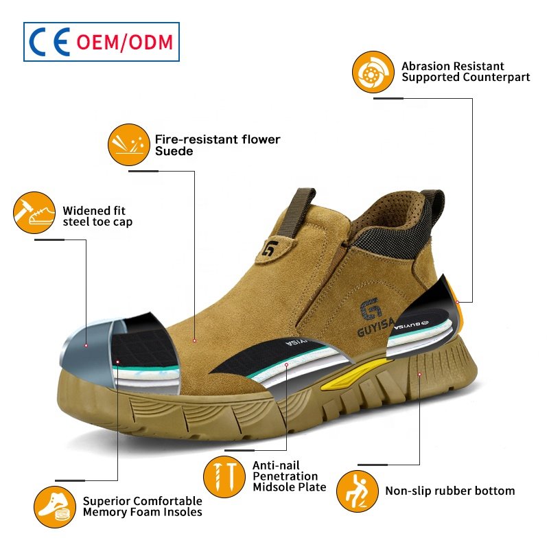 GUYISA Anti -scalding safety boots welded steel toe safety work boots