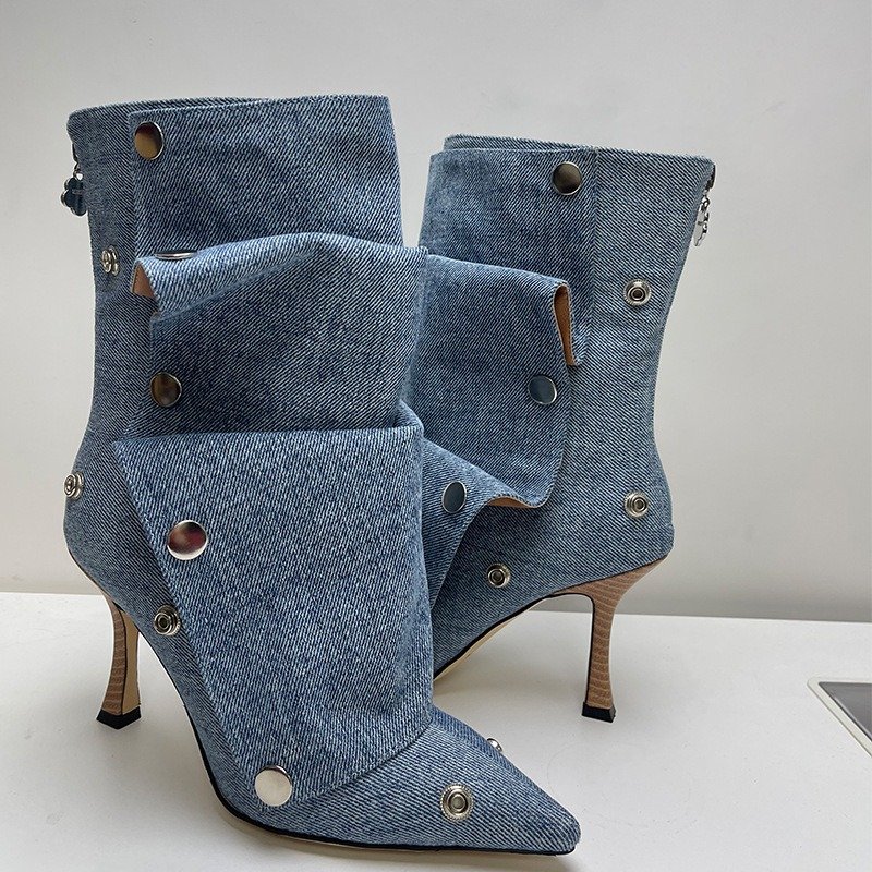 IDOIT Hot Selling Women Stiletto Heel Slouchy Transformer High Quality Button Boots with Zipper Detachable Boots