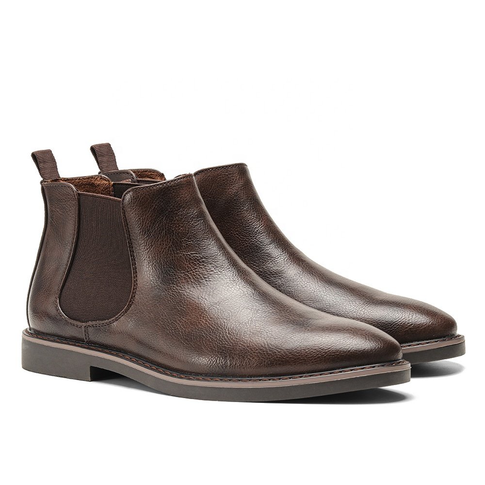 Men's Chelsea Boots Ankle Martin Hiking Boots Plush Fashion Trend Business Casual Dress Boots for Men