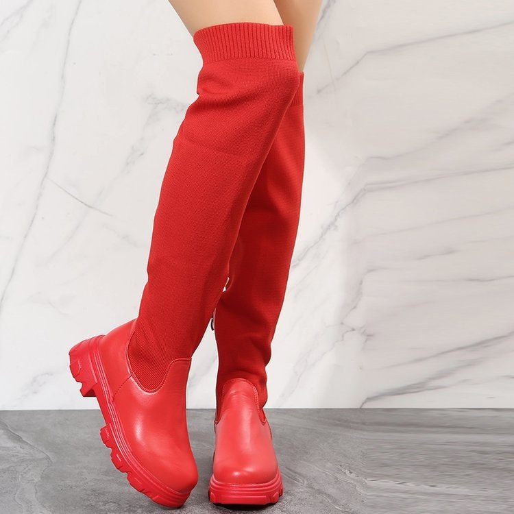 Trendy cotton fabric ZIP winter boots for ladies anti-slippery rubber sole knee high boots big size outdoor boots women shoes