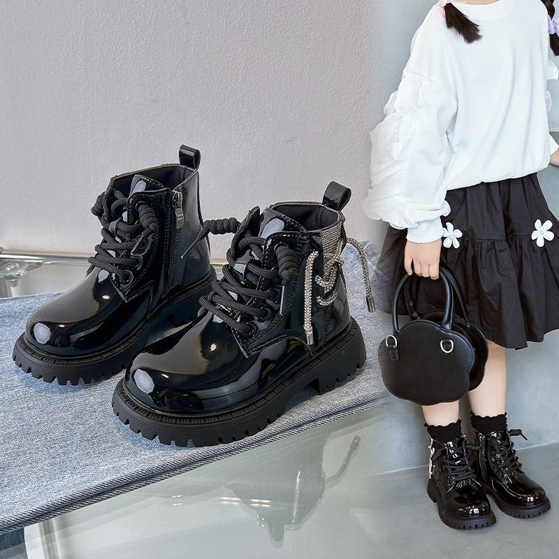 2024 Spring Autumn Kids Outwear Shoes Pu Leather Sweet Casual Princess Baby Girl Casual Boots