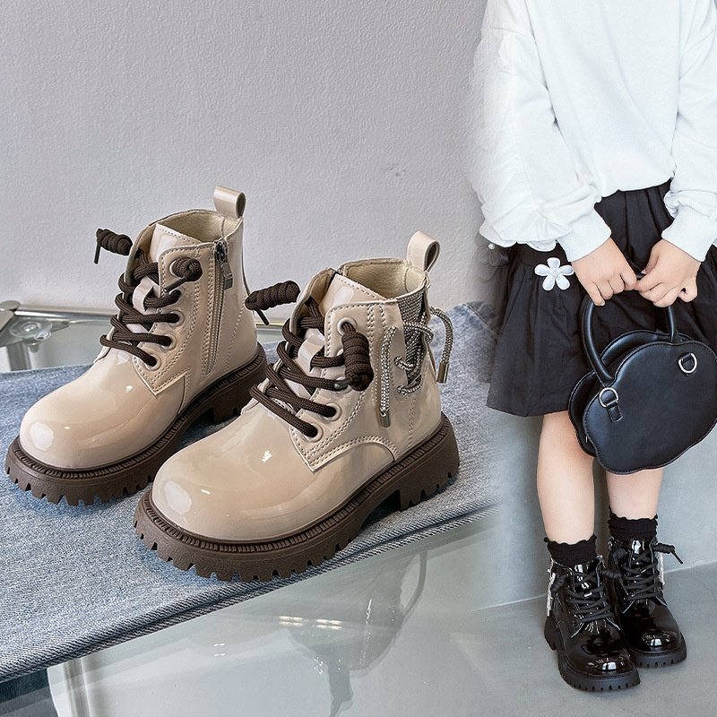 2024 Spring Autumn Kids Outwear Shoes Pu Leather Sweet Casual Princess Baby Girl Casual Boots