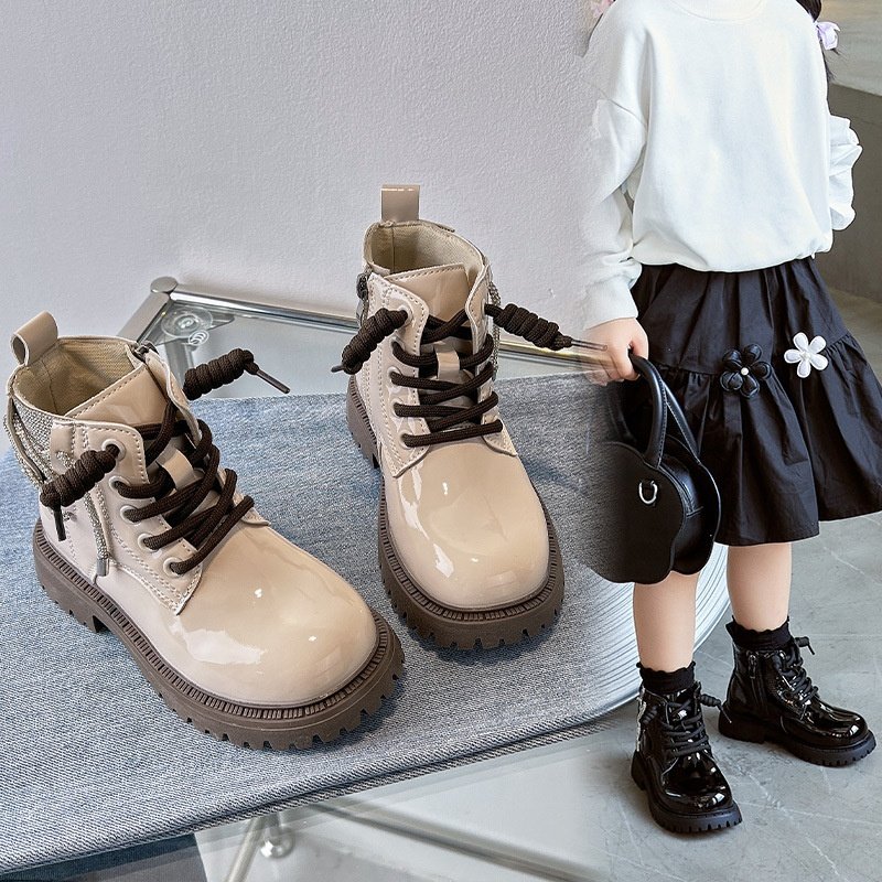 2024 Spring Autumn Kids Outwear Shoes Pu Leather Sweet Casual Princess Baby Girl Casual Boots