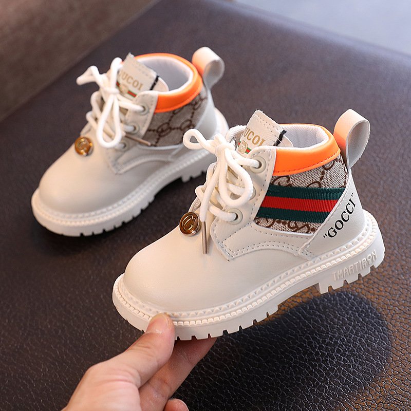 Fashion Trend Brand Kids Boots 2024 Fall and Winter Little Girl Boots Rubber Sole Ankle Leather Children's Boots Boys Shoes