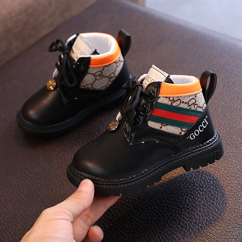 Fashion Trend Brand Kids Boots 2024 Fall and Winter Little Girl Boots Rubber Sole Ankle Leather Children's Boots Boys Shoes