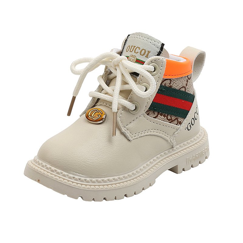 Fashion Trend Brand Kids Boots 2024 Fall and Winter Little Girl Boots Rubber Sole Ankle Leather Children's Boots Boys Shoes