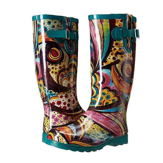 Women's wholesale gumboots fashion custom print wellington boot women rubber rain-boots