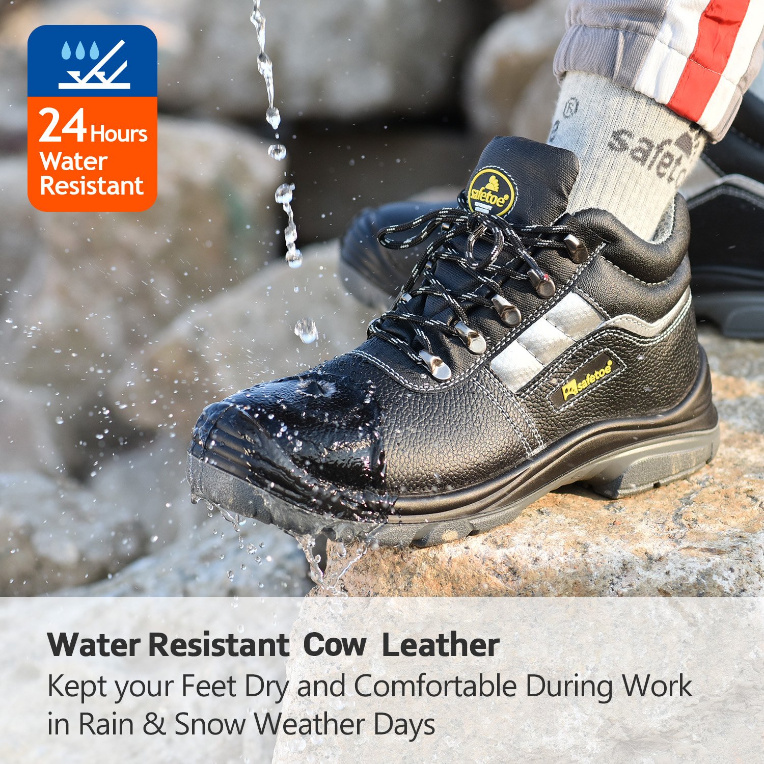 Best Steel Toe Cow Leather Men Safety Shoes Industrial Construction Work Boots