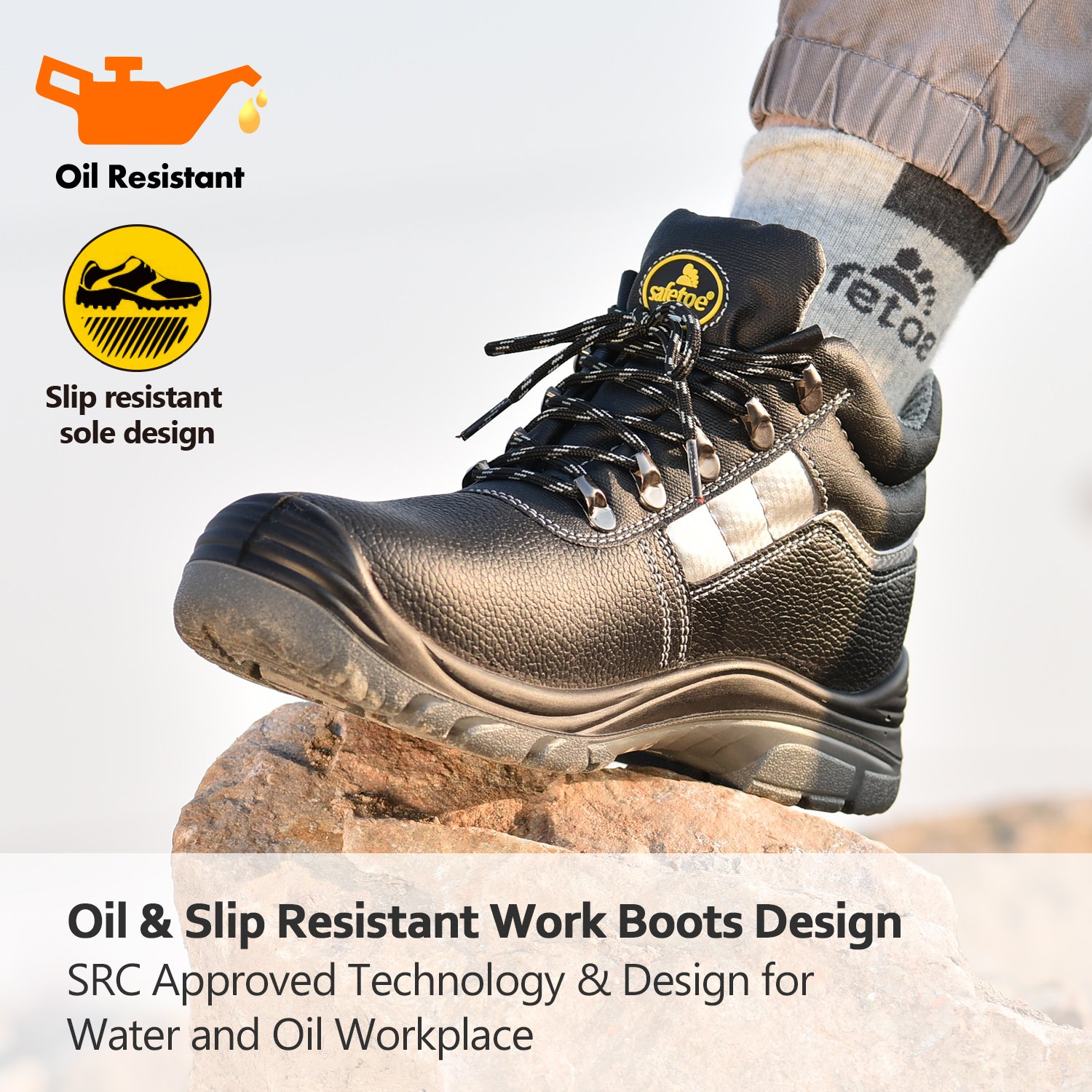 Best Steel Toe Cow Leather Men Safety Shoes Industrial Construction Work Boots