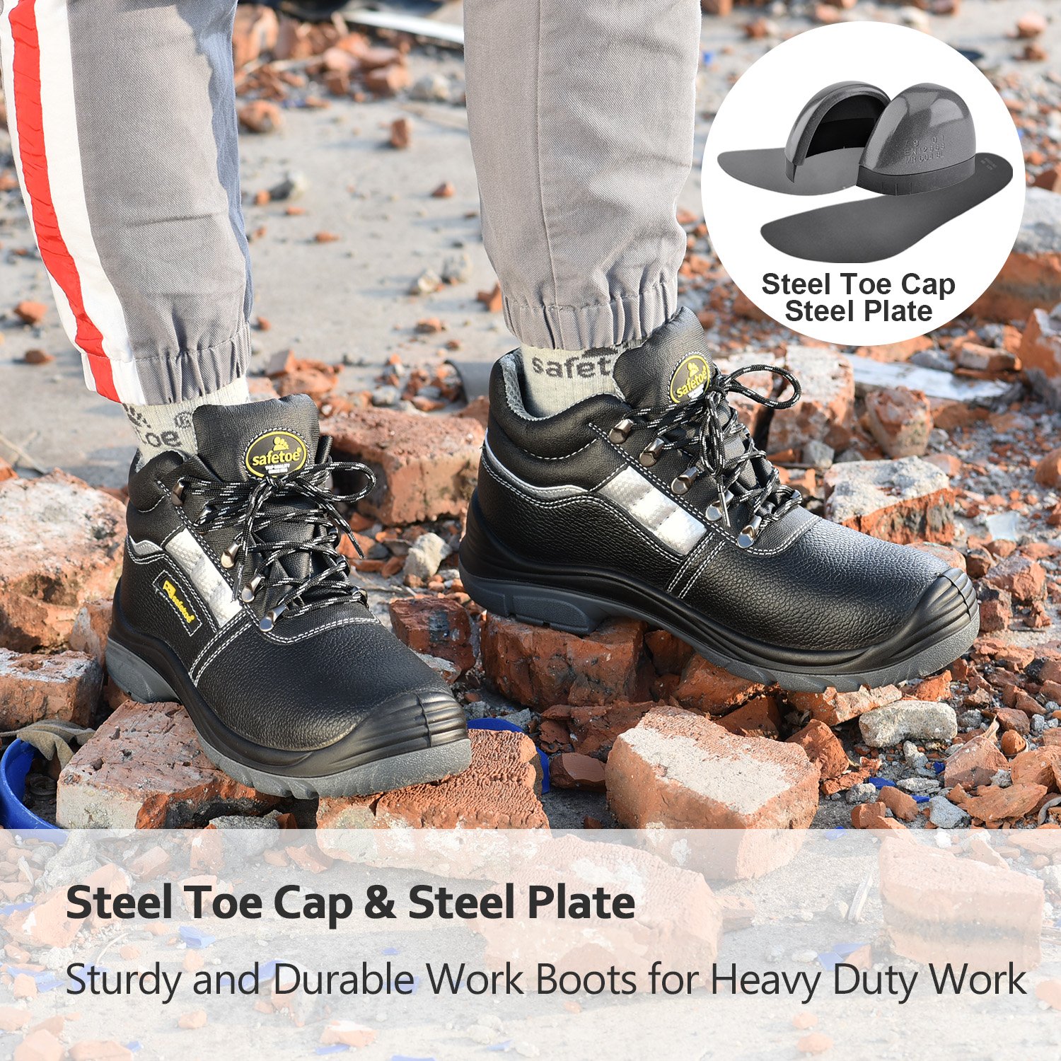 Best Steel Toe Cow Leather Men Safety Shoes Industrial Construction Work Boots