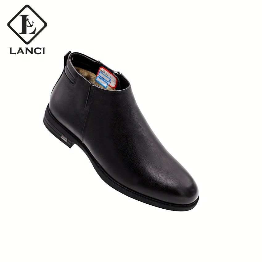 LANCI 2022 Men's Fashion Ankle Outdoor Winter Boots Comfortable Cow Leather Men Shoes