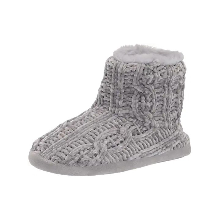 Women's Comfort Chenille Bootie With Soft Faux Fur Lining Winter Snow Warm Ankle Knitted Chenille Plush Indoor Boots