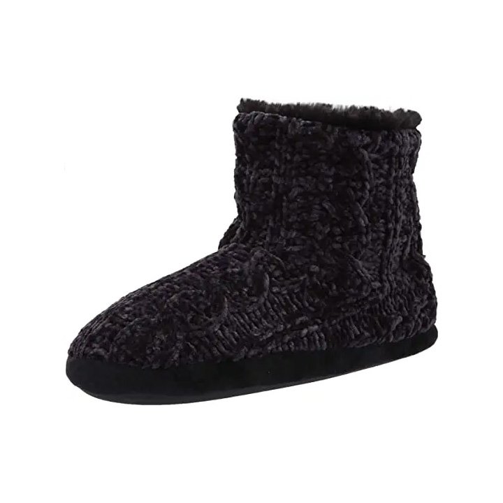 Women's Comfort Chenille Bootie With Soft Faux Fur Lining Winter Snow Warm Ankle Knitted Chenille Plush Indoor Boots
