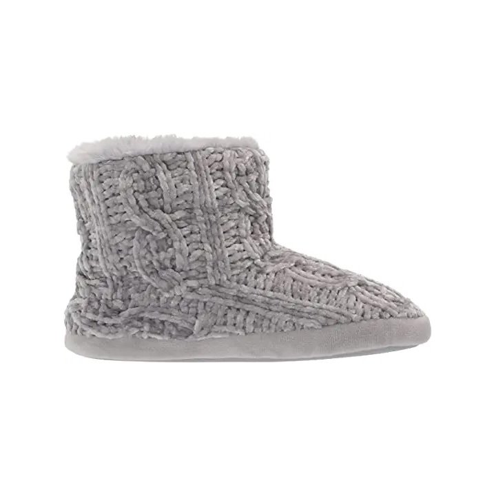 Women's Comfort Chenille Bootie With Soft Faux Fur Lining Winter Snow Warm Ankle Knitted Chenille Plush Indoor Boots