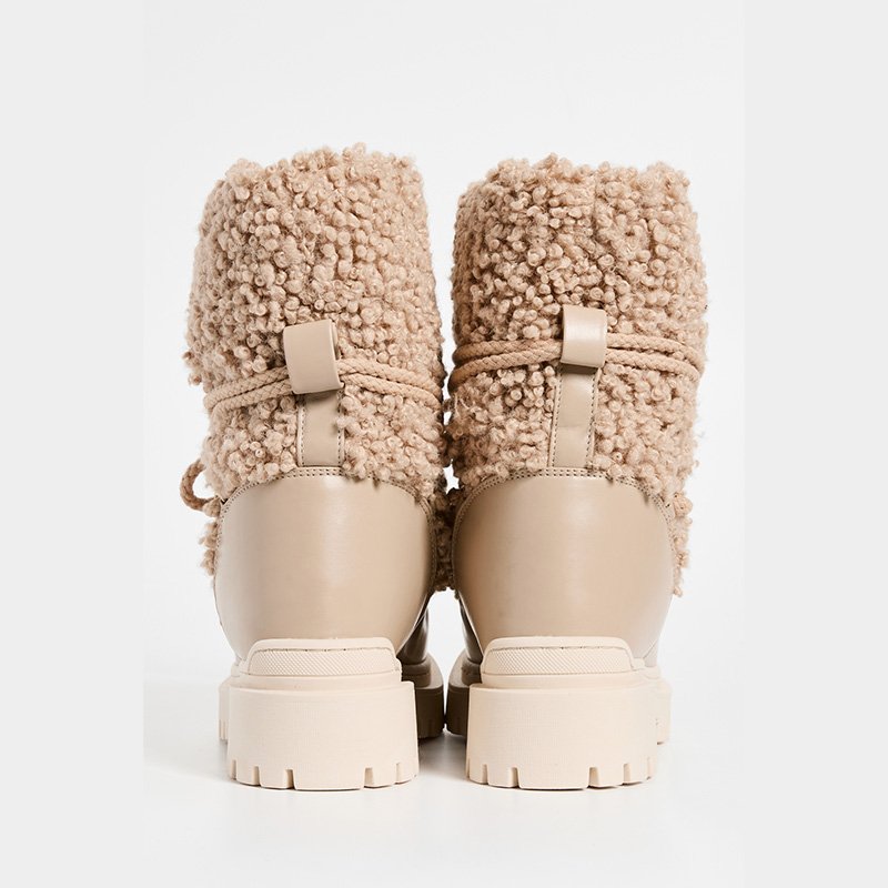 2024 Custom Logo Winter Boots Girls Fashion Women's Thick Sole Sheep Skin Platform Fur Boots Warm Ankle Height Snow Boots PU