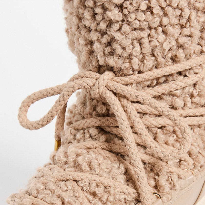 2024 Custom Logo Winter Boots Girls Fashion Women's Thick Sole Sheep Skin Platform Fur Boots Warm Ankle Height Snow Boots PU