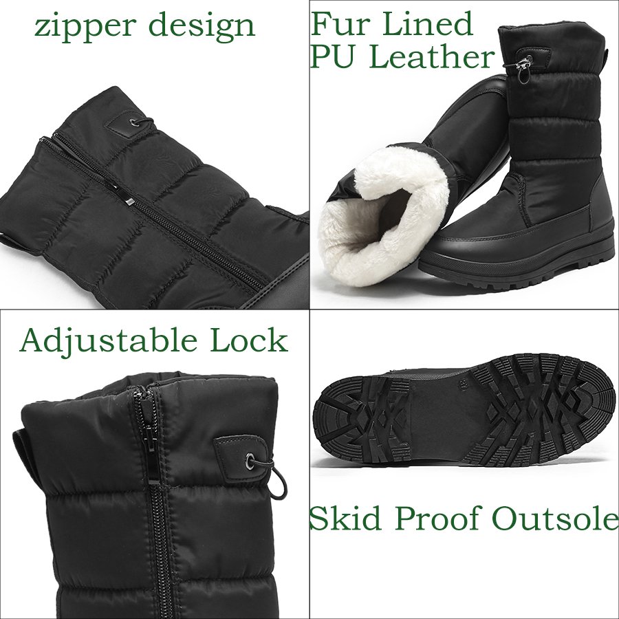 2024 New Pu Leather Warm Women'S Winter Boots Shoes Woman Fashion Full Fur Lined Zipper Winter Snow Boots For Women