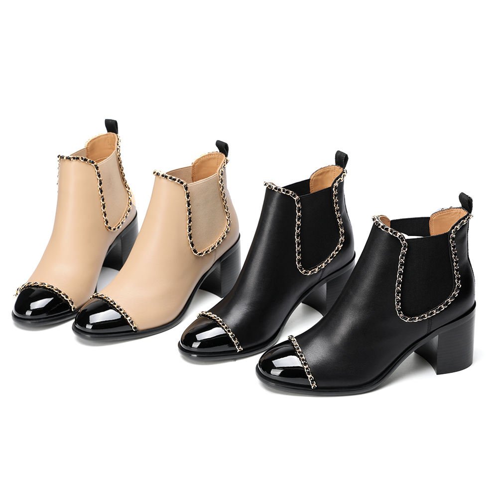 Factory Direct Good Quality Women's High Heels Boots Customized Genuine Leather Ankle Boots Logo Toe Rubber Insole Upper Box