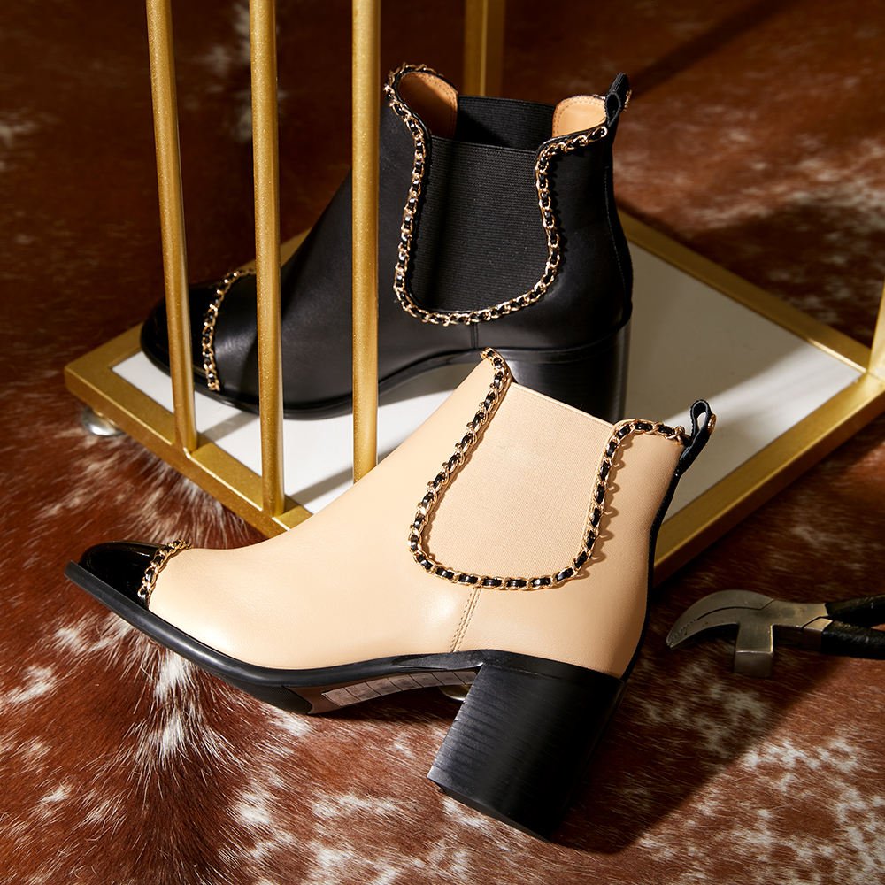 Factory Direct Good Quality Women's High Heels Boots Customized Genuine Leather Ankle Boots Logo Toe Rubber Insole Upper Box