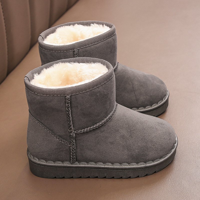 Hot selling kids boots girls casual shoes boys snow walking boots with solid color