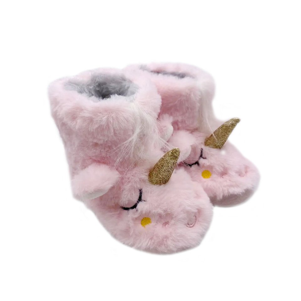 Kids Animal Slipper Boots with TPR Soles for Girls Cute Warm Plush Memory Foam Indoor Anti Slip Unicorn Slippers