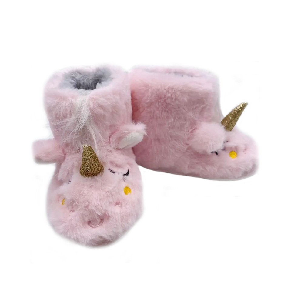 Kids Animal Slipper Boots with TPR Soles for Girls Cute Warm Plush Memory Foam Indoor Anti Slip Unicorn Slippers