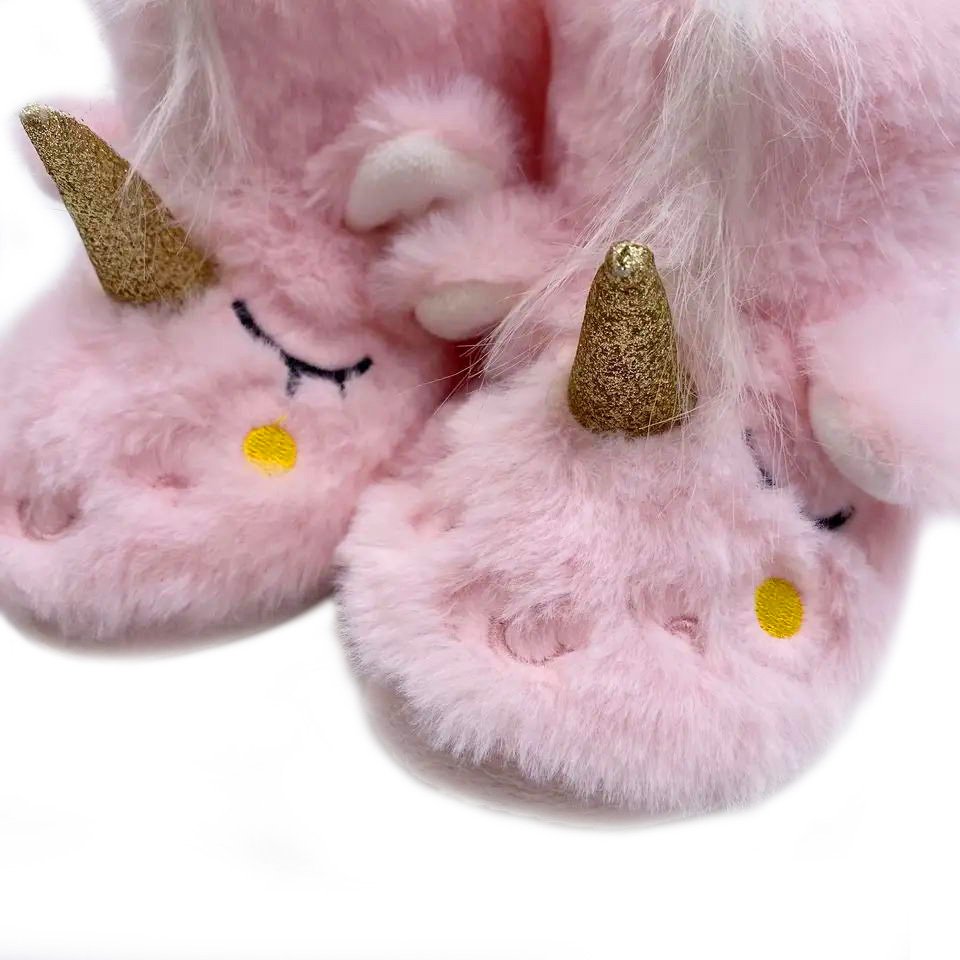 Kids Animal Slipper Boots with TPR Soles for Girls Cute Warm Plush Memory Foam Indoor Anti Slip Unicorn Slippers