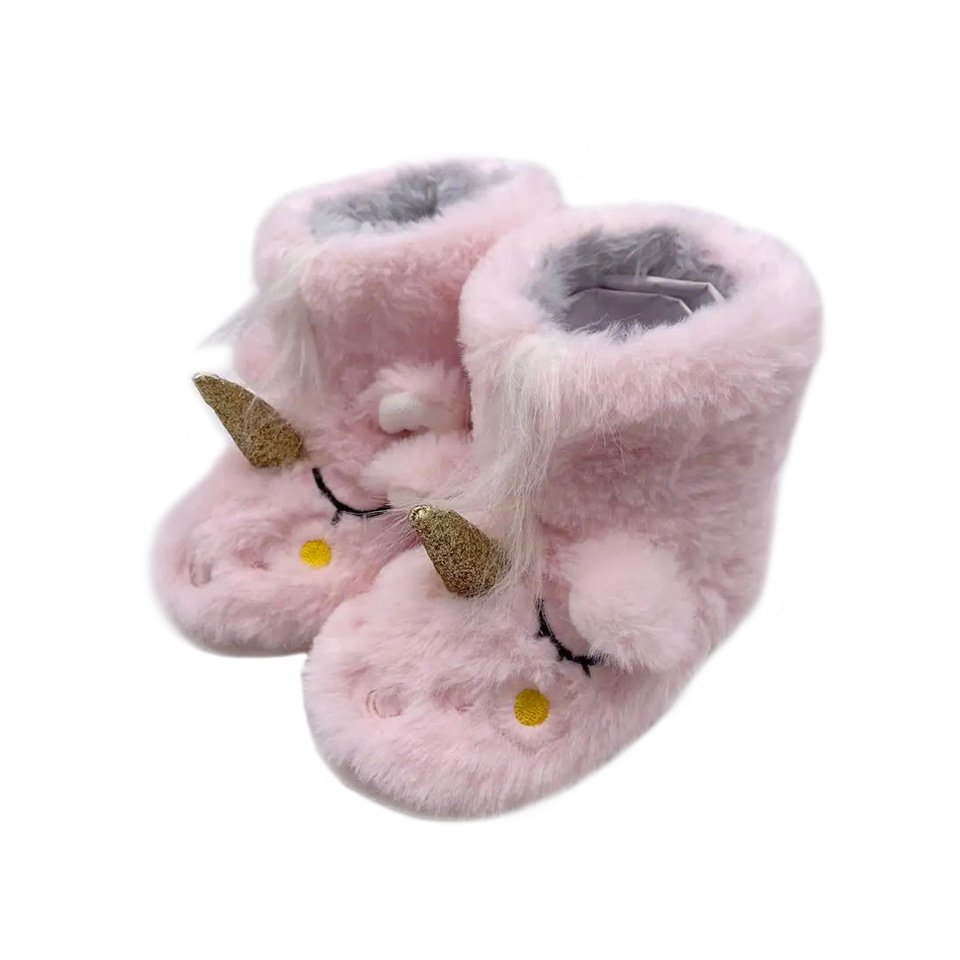 Kids Animal Slipper Boots with TPR Soles for Girls Cute Warm Plush Memory Foam Indoor Anti Slip Unicorn Slippers