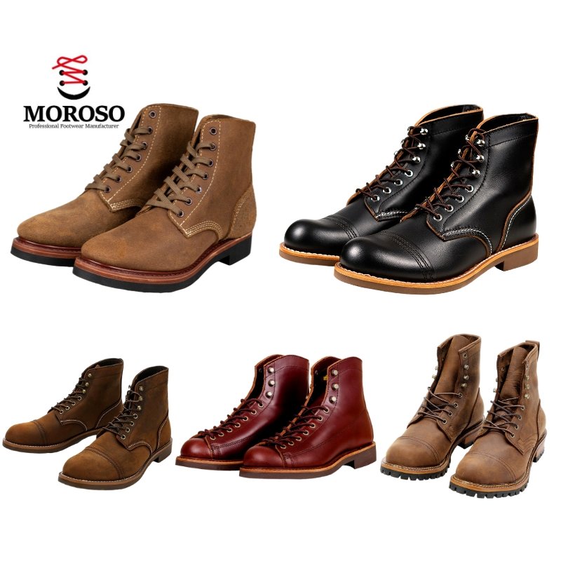 Retro Work Boots Couple Leather High Top Boots Autumn and Winter Warm Short shoes Goodyear Stitching Technology Boots