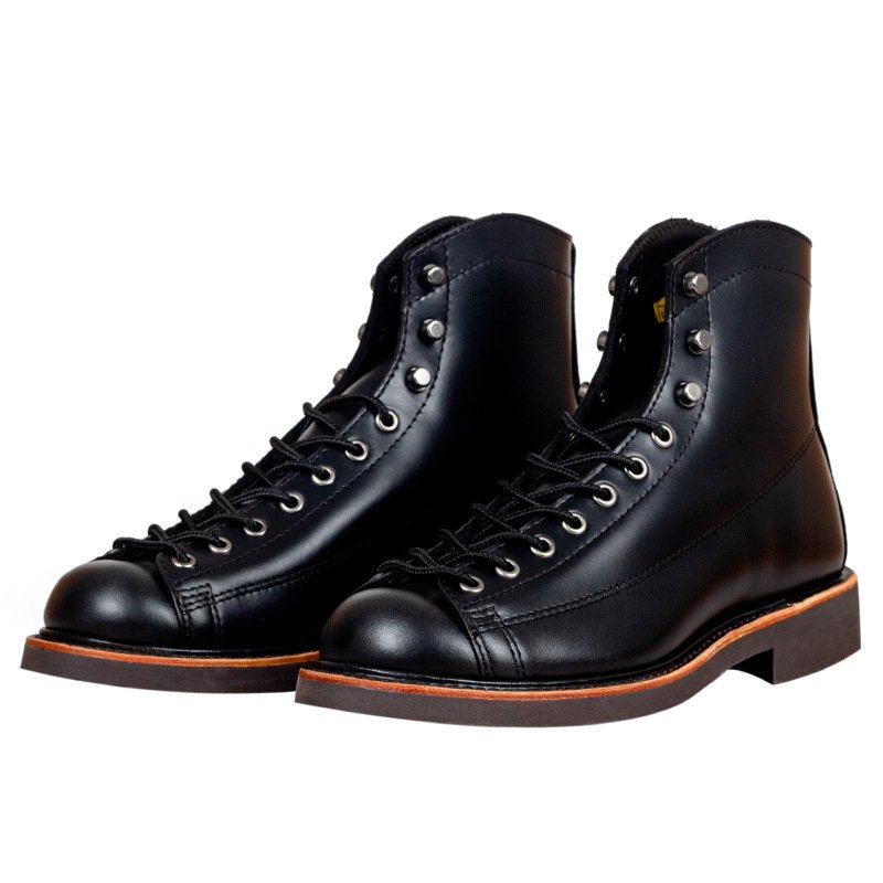 Retro Work Boots Couple Leather High Top Boots Autumn and Winter Warm Short shoes Goodyear Stitching Technology Boots