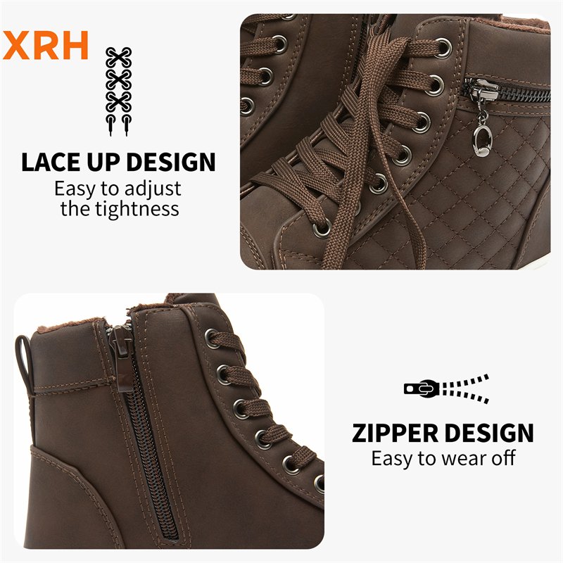 Fashion Anti-Slip Lace Up Pu Upper Warm Waterproof Botas De Mujer Custom Shoes Platform Womens Winter Ankle Boots For Women 2024