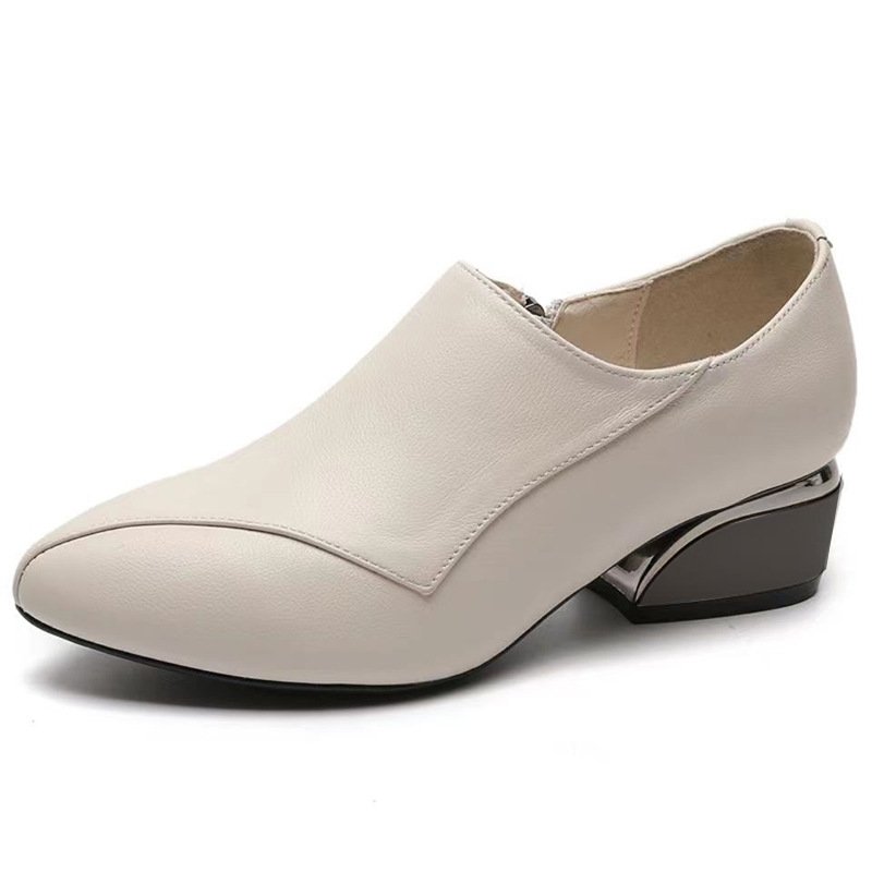 2024 Comfortable casual moccasins non-slip chunky heels work boots low heel shoes women