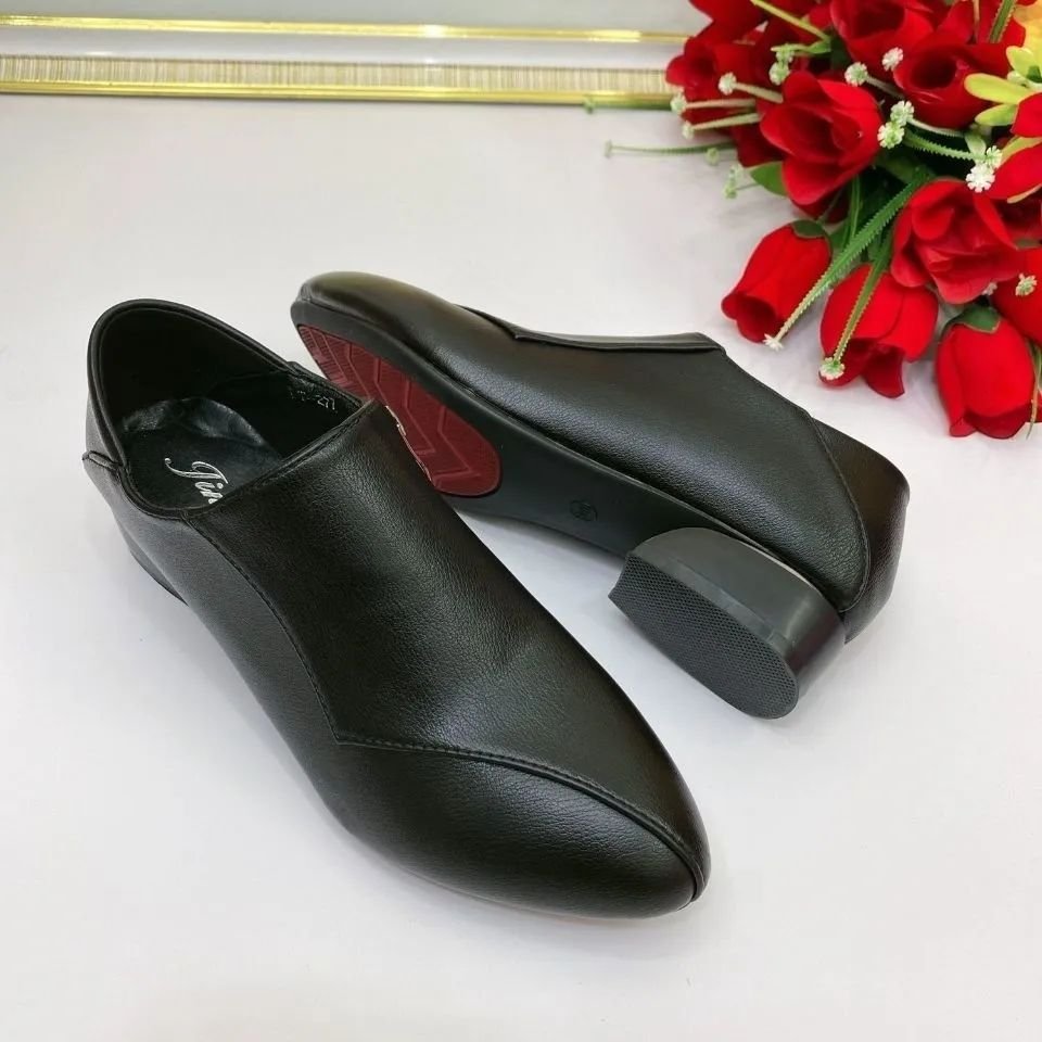 2024 Comfortable casual moccasins non-slip chunky heels work boots low heel shoes women