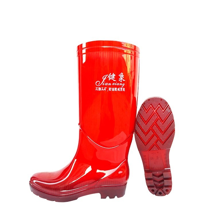 china custom waterproof pvc non slip long Wellington red rain boots shoes for workers
