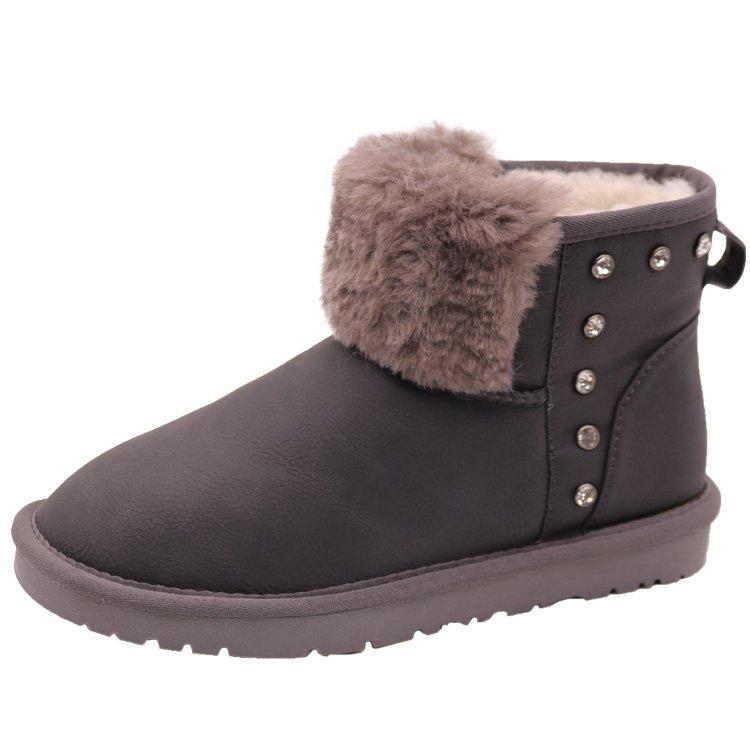 CF-305 Free Samples Top Sale Winter Factory Ankle Length Waterproof Cow Snow Boots For Ladies