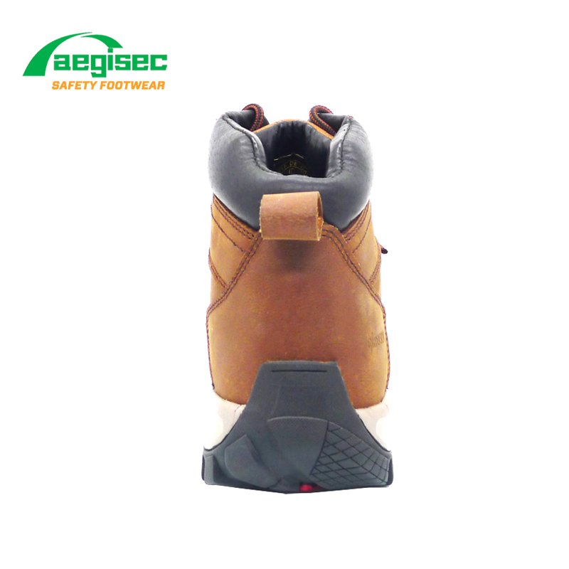 AEGISEC brown nubuck leather oil slip resistant rubber outsole steel toe men industrial safety boots
