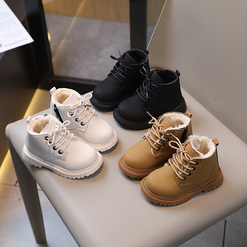 New Fashion Children Shoes Short Boots Snow Boots Spring Autumn Kids Shoes Soft Bottom Non Slip Leather Shoes Flat Short Boots