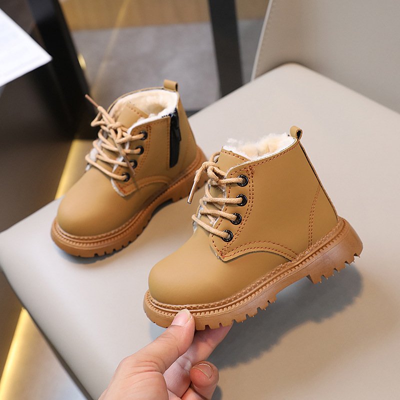 New Fashion Children Shoes Short Boots Snow Boots Spring Autumn Kids Shoes Soft Bottom Non Slip Leather Shoes Flat Short Boots