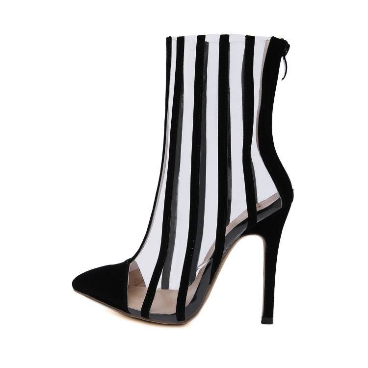 2024 Custom Logo PVC Ankle Heels New Design Transparent Western Style Women's Boots Sexy Outdoor Party Shoes Rubber/PU Winter